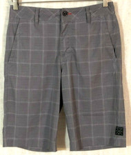 O'Neill X-Static XT2 Men's Size 28 Gray White Plaid Hybrid Casual Board Shorts