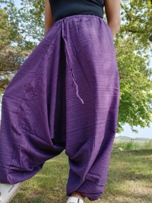 Handgefertigte lila Haremshose Thailand Hippie Hose Herren oder Damen Thai Kleidung