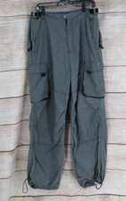 VINTAGE Y2K Breakdown Mens Size 34 Wide Leg Skater Baggy Cargo Pants Gray