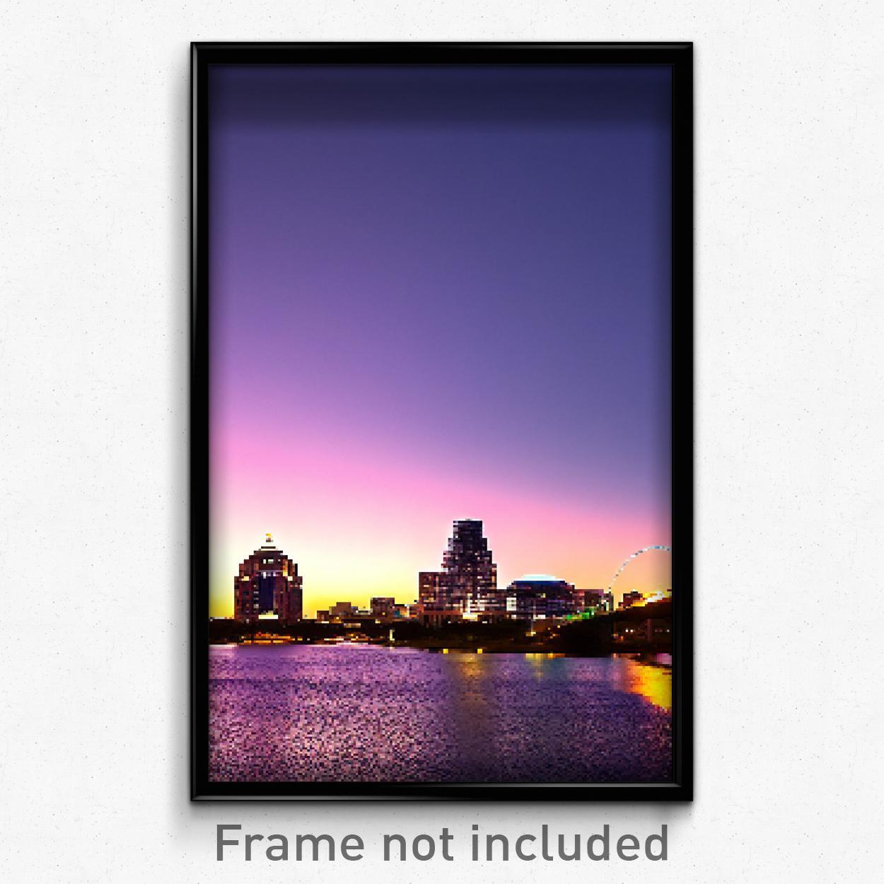 Pixel Art Poster - Spectacular Austin (8 Bit Psychedelic Video Game Print)