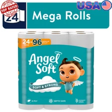 24 Mega Rolls 2-Ply Toilet Paper Soft Strong Flushable Septic Safe Bulk Pack New
