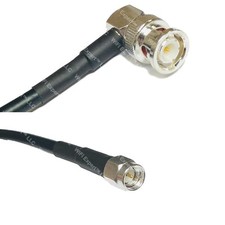 RFC195 Silver BNC MALE ANGLE to SMA MALE Coax RF Cable USA Lot