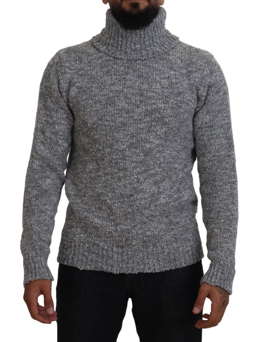 【関税&送料込】Dolce & Gabbana Sweaters Grey DOLCE & GABBANA Sweater Gray Wool Knit Turtleneck Pullover