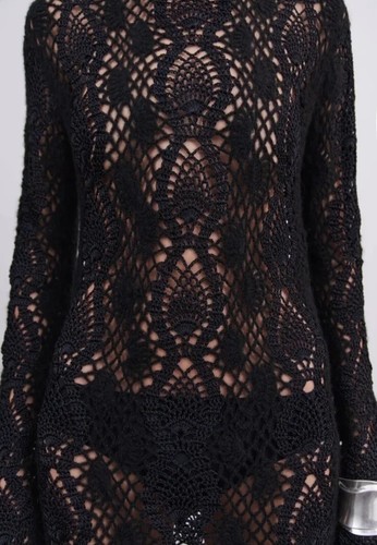 ZARA NEW WOMAN LONG CROCHETED KNIT DRESS LIMITED EDITION BLACK SIZE S 9598/248 - Picture 4 of 7