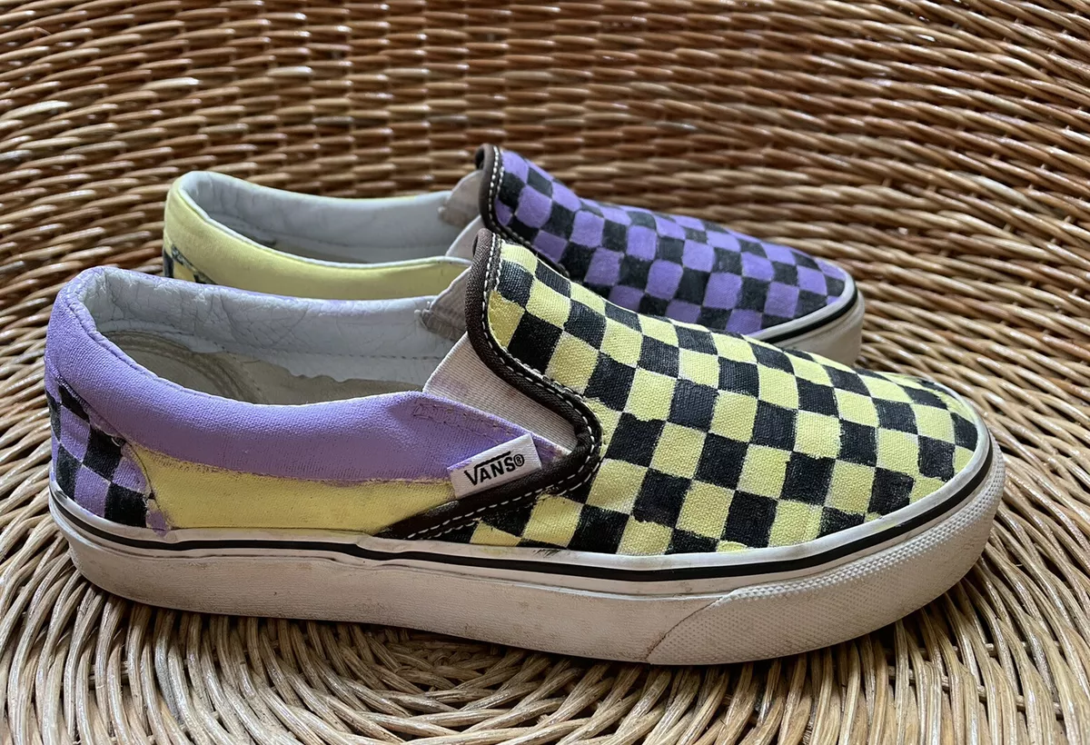 Vans, Shoes, Yellow Checkered Slip On Vans