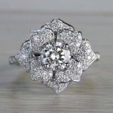3Ct Round Cut Lab-Created Diamond Engagement Wedding Ring 14k White Gold Plated