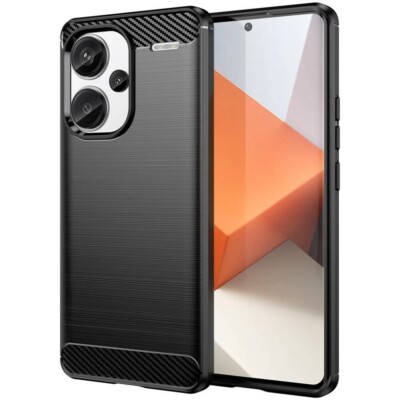 FÜR XIAOMI REDMI NOTE 13 PRO PLUS - CARBON LUX Case Tasche Handy Hülle SCHWARZ