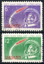 NORTH VIETNAM OLD STAMPS 1961 The First Space Flight by Yuri Gagarin - USED