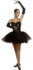 Halloween Ladies Black Gothic Ballerina Fancy Dress Costume