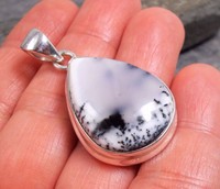 925 Silver White/black Dendrite Opal Pendant P512silverwaveuk Jewellery 925 Silver White/black Dendrite Opal Pendant P512silverwaveuk Jewellery