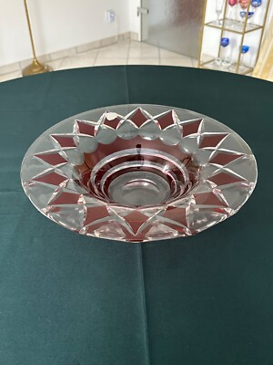 VAL SAINT LAMBERT Art Deco Kristall Prunk Schale Belgien 1925 überfangen 39cm rd