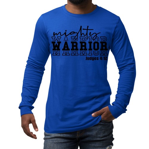 Herren Langarm Grafik T-Shirt Mighty Warrior schwarz Illustration - Bild 50 von 60