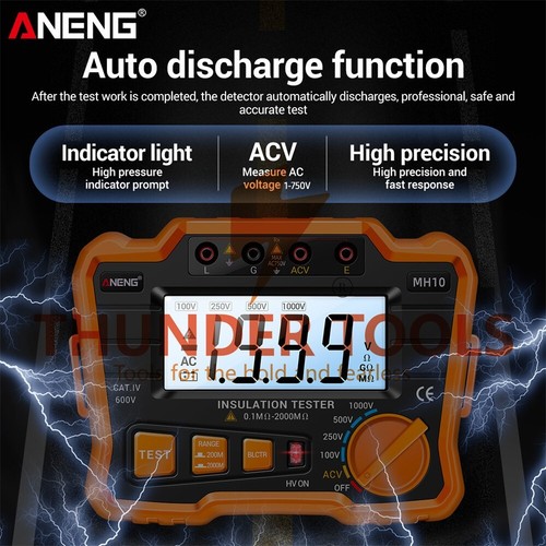 Thunder Tools ANENG MH10 Digital Insulation Resistance Tester 0.1MΩ-2000MΩ - Bild 22 von 23