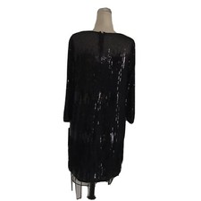  Elie Tahari Women'S Black Beaded Feather-Hem 3/4 Sleeve 10
