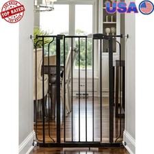 Extra Tall Baby Safety Gate Walk Thru All Steel Adjustable Pet Friendly Black