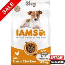 IAMS Puppy Small Medium Dog Food Chicken 3kg Complete Dry Food Growth Nutrition 4.96 per kilo