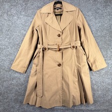 DKNY Belted Trench Coat Womens M Beige Classi...