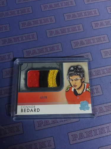 2023-24 UPPER DECK THE CUP CONNOR BEDARD RC 3-COLOR GAME USED PATCH 13/35!!