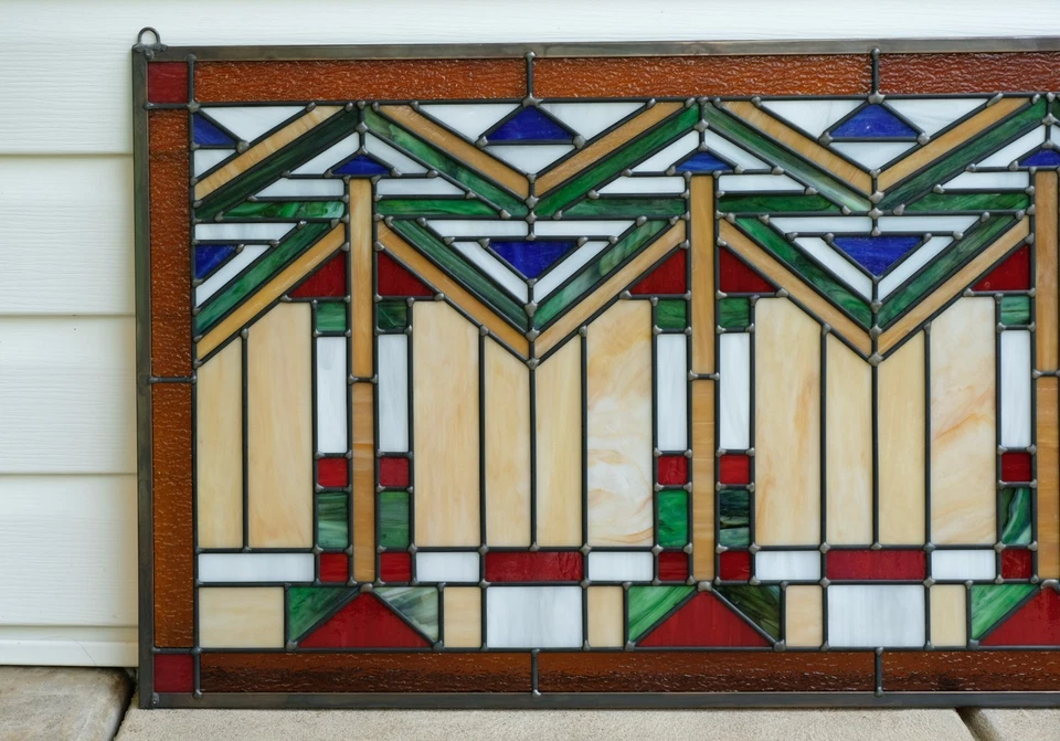 Panel Vitral Artesanal Panel Estilo Misión, 34"W x 20"H Foto 3 de 4