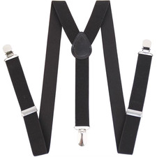 Men'S Heavy Duty Suspenders High Elastic Adjustable Braces with 3 Strong Clips f