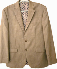 Chaps Ralph Lauren Mens -42 Jacket Brown/Tan Poly Rayon Blend Sport Coat Blazer