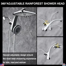 High Pressure Rain Shower Head: Premium System with Handheld Spray, 10 Settings