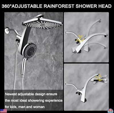 #ad High Pressure Rain Shower Head: Premium System with Handheld Spray 10 Settings $65.00