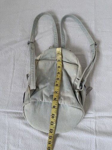 Rebecca Minkoff Distressed Faded Denim Blue Backpack With Badges - Picture 3 of 11