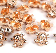 100 Sets Gold Color Skull Cross-Bone Rapid Rivets Spike and Studs Metal Spots Do