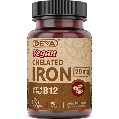 Deva Vegan Chelated Iron 29Mg With B12 90 Tablets Supplement