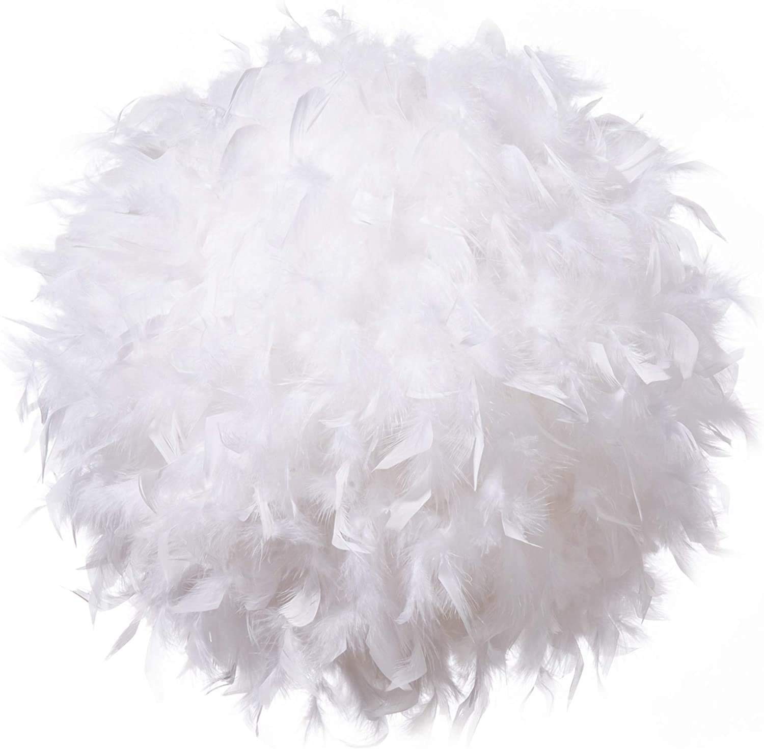 Waneway 40cm White Feather Ceiling Pendant Light Shade, Non-Electrical Lampshade - Image 2