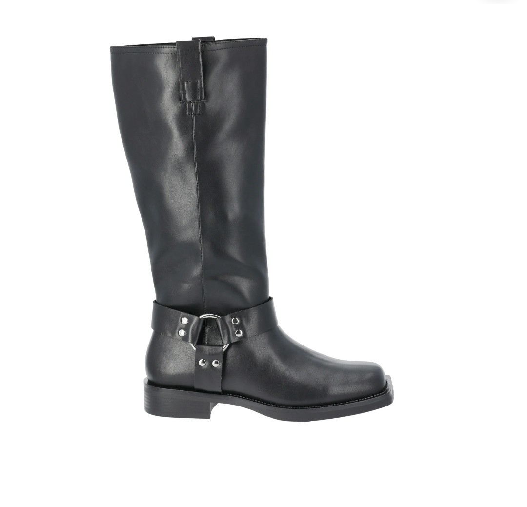 Time And Tru Women's Mid Moto Boots Hardware Square Toe Black Size 11