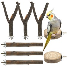 8PCS Bird Perches for Approx. 6.5" branches, 3.3" dia. platforms, Log Color