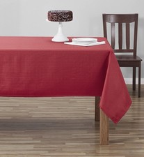 60 X84 Rectangle Red Fabric Tablecloth Easy Clean Polyester Holiday Time Size