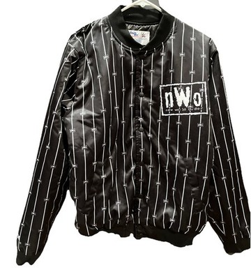 Chalk Line NWO Jacket Satin Striped Snap Closure Sweater Collar