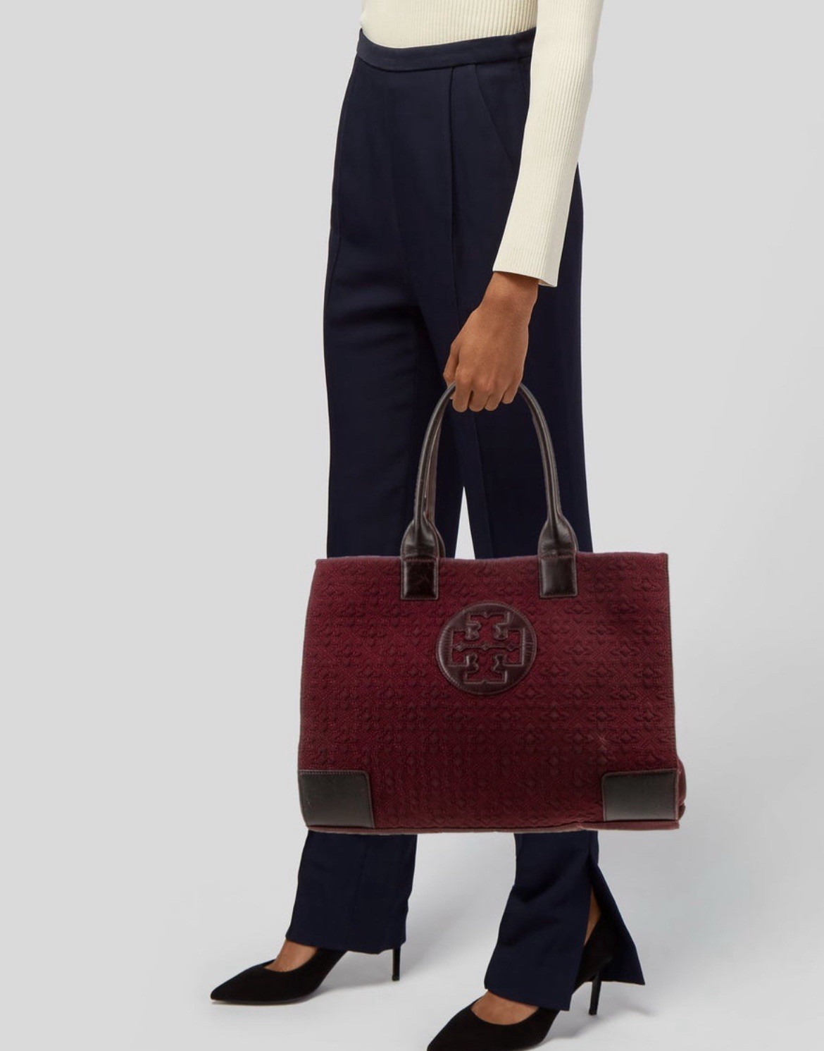 Tory Burch Authentic Solid Burgundy Wine Red Tote… - image 2