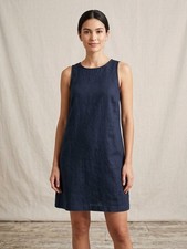 Everly Linen Shift Dress Size S Navy Blue Sleeveless