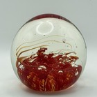 Vintage Red Swirl Art Glass Paperweight Controlled Bubble Studio Glass