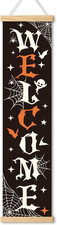 Welcome Door Banner, Halloween Porch Banner for Spooky Seasonal Home Decor