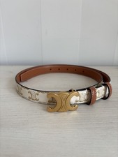 Women's Celine Triomphe Gray/Brown Monogram Belt Made in Italy size 85