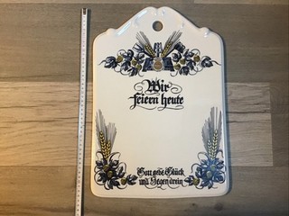 WARSTEINER BIER Schneidebrett Werbeschild Porzellan/Keramik „Wir feiern heute“