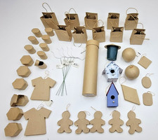 MIXED LOT OF CRAFT SUPPLIES 46 pcs of Molded Pressed Paper Crafts