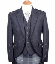 Men  s Scottish Charcoal Grey Argyle Kilt Jacket Highland Wedding Kilt Jacket