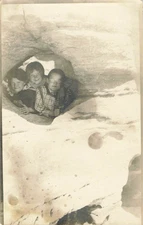 Postcard RPPC Three Children Rock Tunnel Velox Stamp Box 1907 - 1914