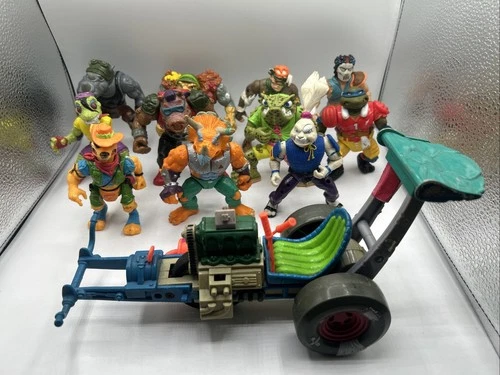 Lot 11 Vtg TMNT Teenage Mutant Ninja Turtles Action Figures +1 Vehicle Playmates