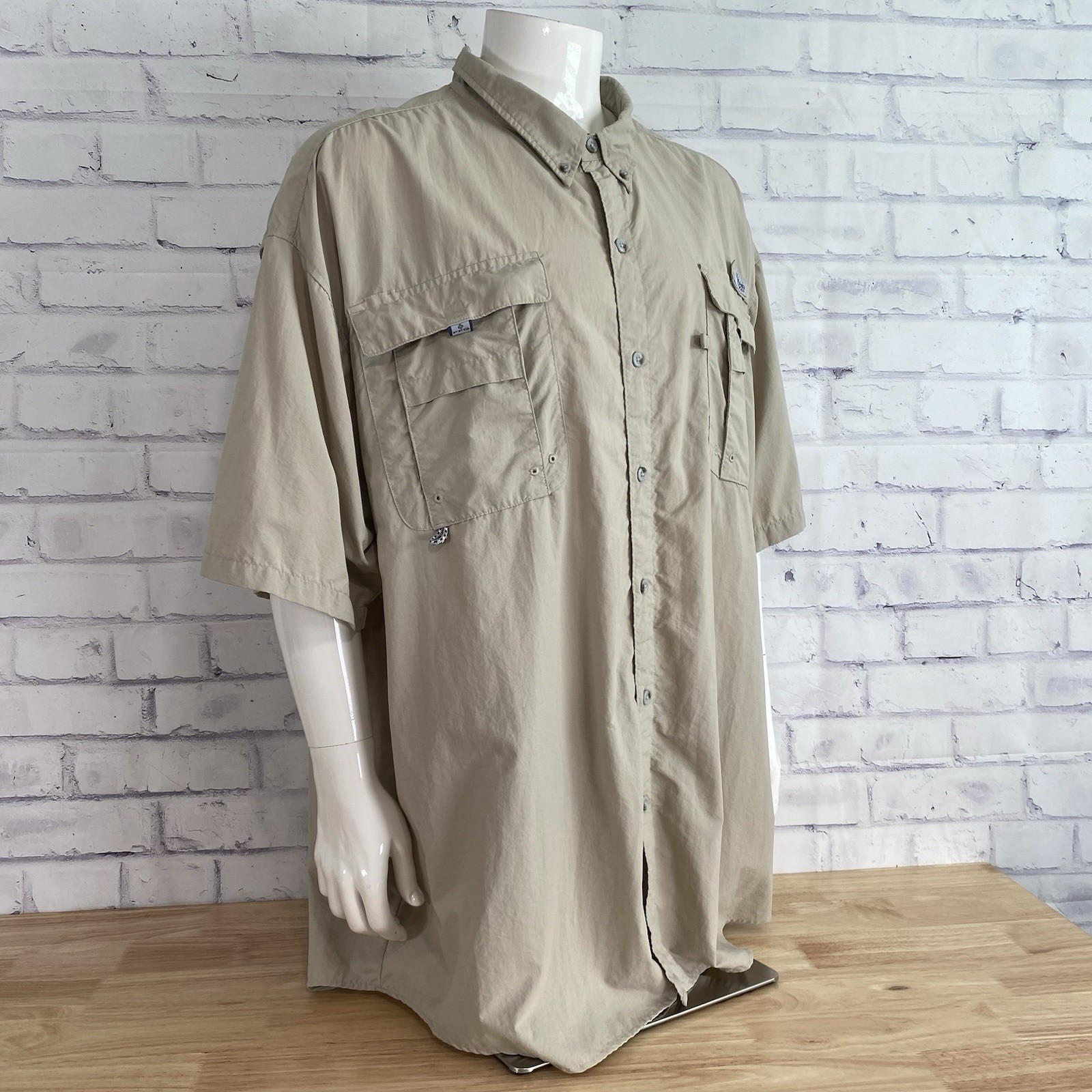 Columbia Shirt Men's 4XT Tall Short Sleeve Button Up Beige Vented Fishing thumbnail 9