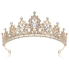 Gold Crown Tiara for Women Queen Crown Rhinestone Wedding Birthday Hair Accessor