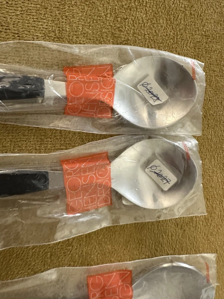 For (2) TEASPOONS Strata Black by Georg Jensen Denmark Stainless (6 Available)- - Image 3 of 4