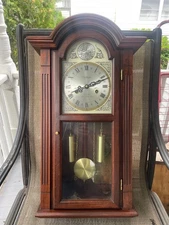 Waltham 31 Day Chime 26" Wall Clock "Tempus Fugit" w/Pendulum, Key, & Weights