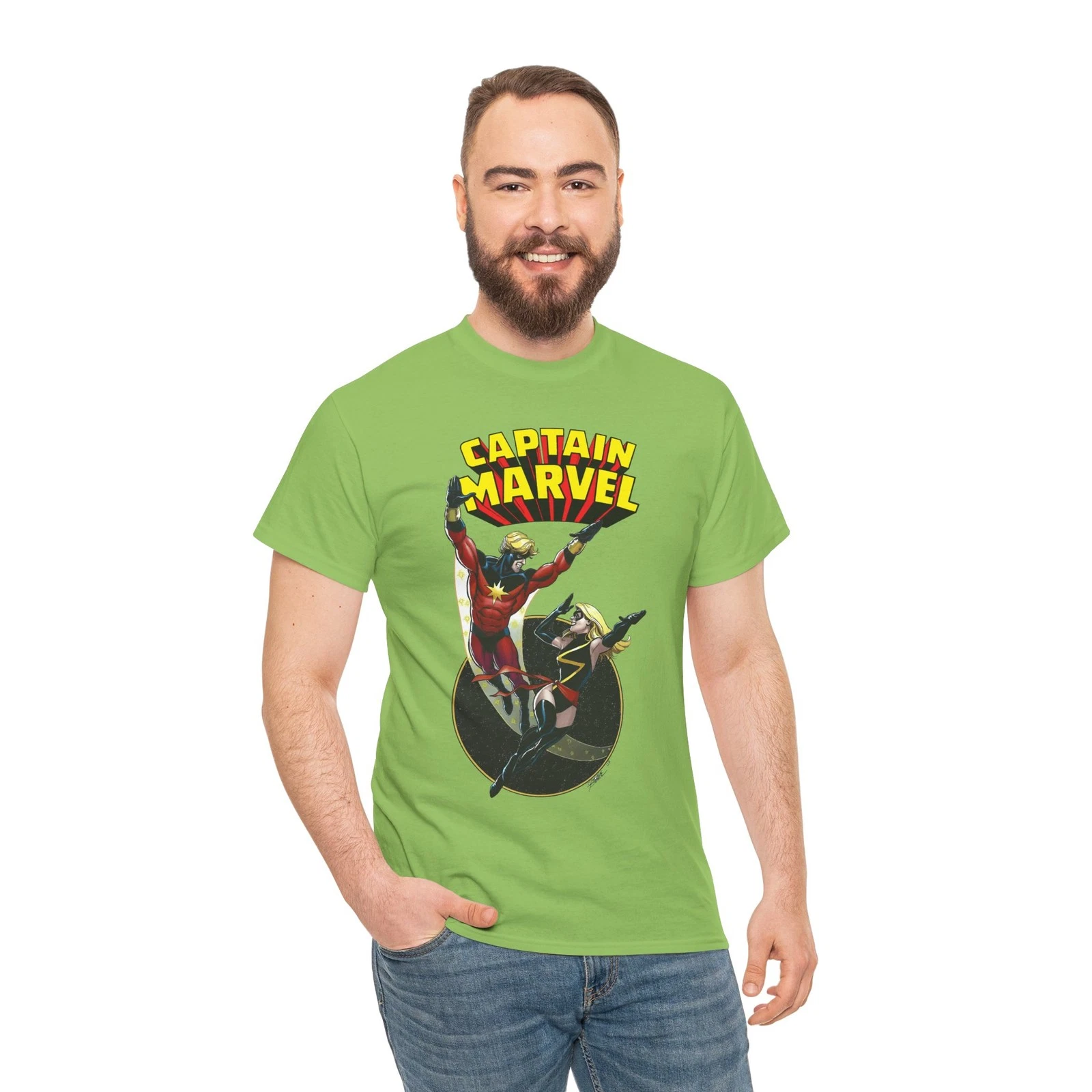 Captain Marvel T-Shirt - George Perez Art - Mar-Vell, Carol Danvers